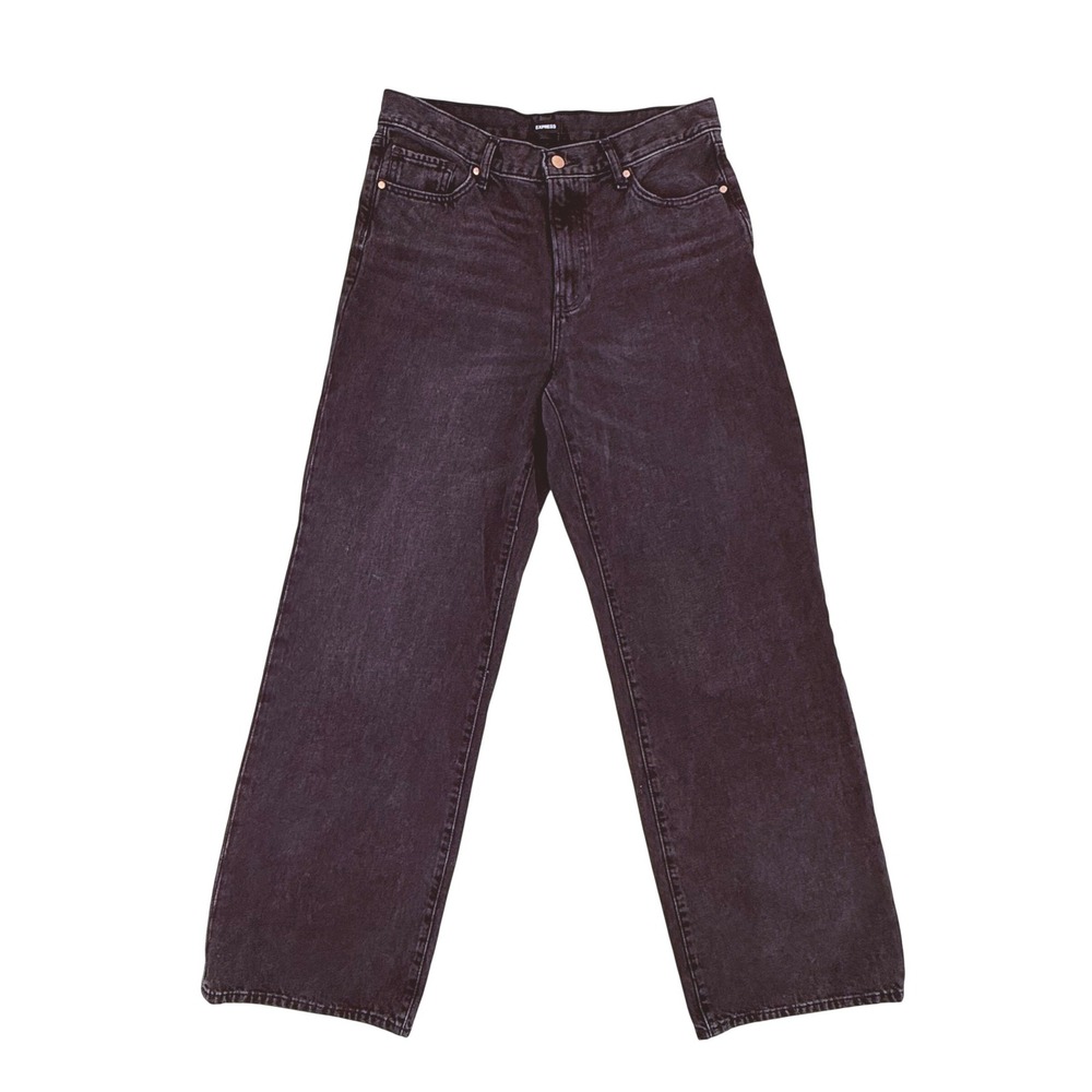 Express‎ Wide Leg Jeans Womens 10R Black Excellent High Rise Conscious Edit